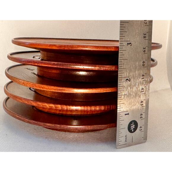 [Like New] Vintage Japanese Small Wooden Plates, hand-carved urushi finish 5 pcs - Picture 15 of 16